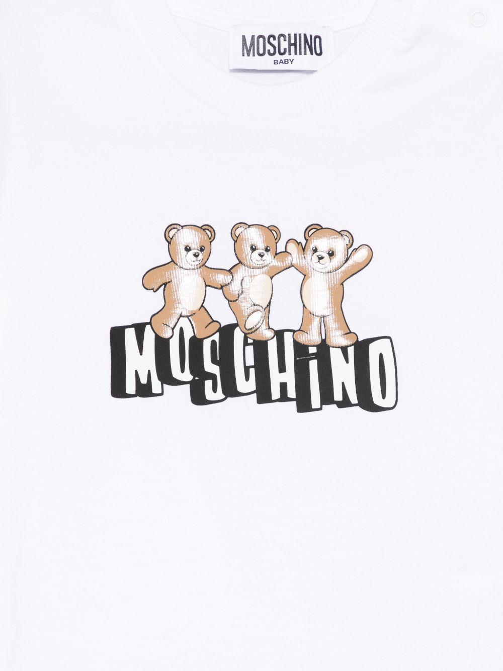 T-shirt bianco per neonato MUM04KLAA17 10101 Moschino Kids 