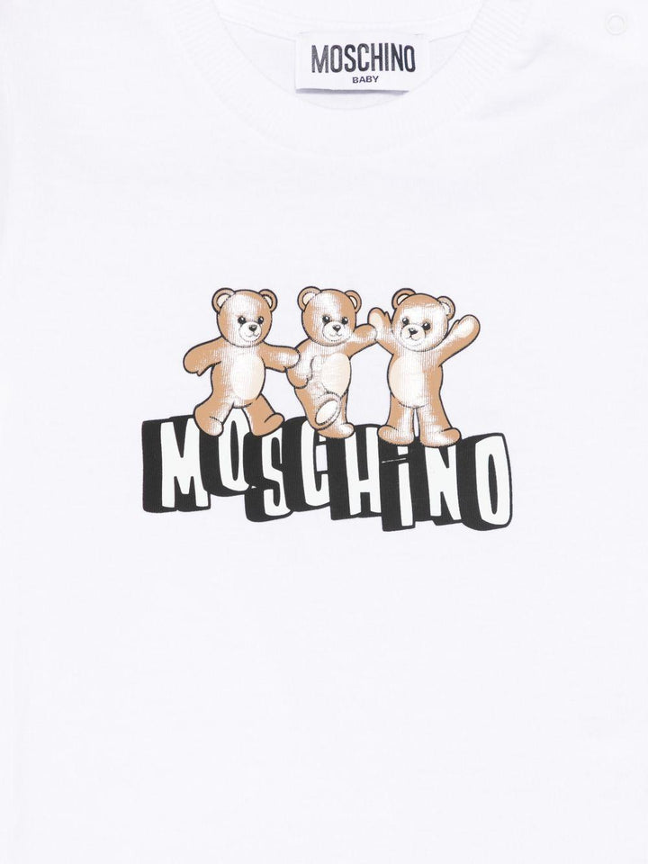 T-shirt bianco per neonato MUM04KLAA17 10101 Moschino Kids 