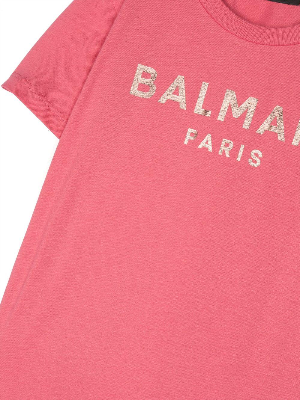 T.shirt rosa per bambina con logo oro