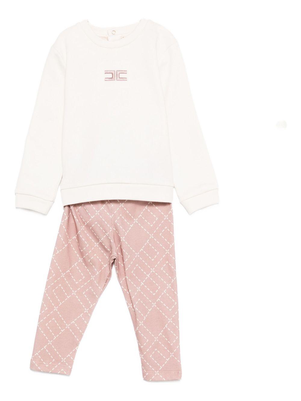 Completo bianco/rosa per neonata ENCD1070FF002 D687 Elisabetta Franchi Kids 