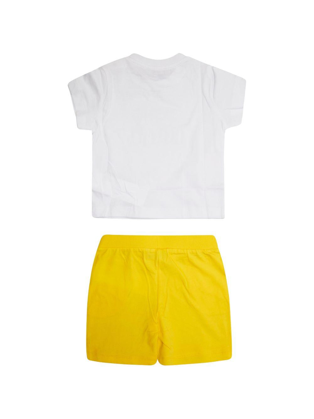 Completo bianco/giallo per neonato MXG00MLAA17 82673 Moschino Kids 