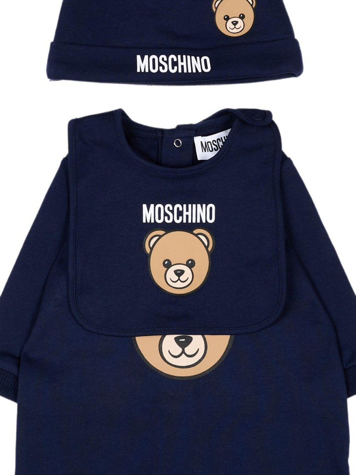Kit tutina blu navy per neonato MUY09PLCA40 40016 Moschino Kids 