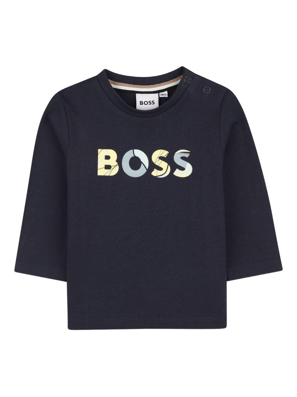 T-shirt blu per neonato J52469 849 Boss Kids 