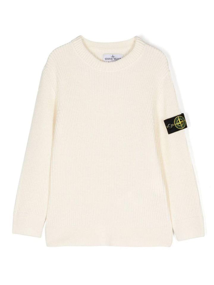 Maglione per bambino in lana bianco avorio