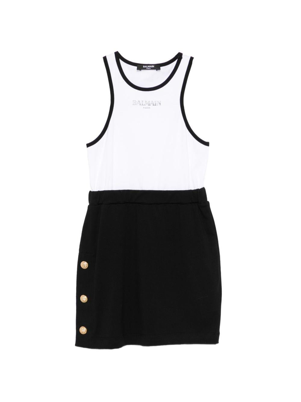 Abito bianco/nero per bambina BY1B02Z3277 930BC Balmain Kids 