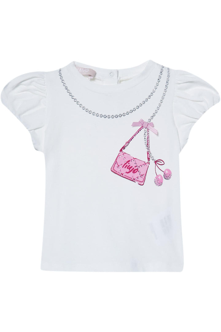 T-shirt in cotone bianco per neonata