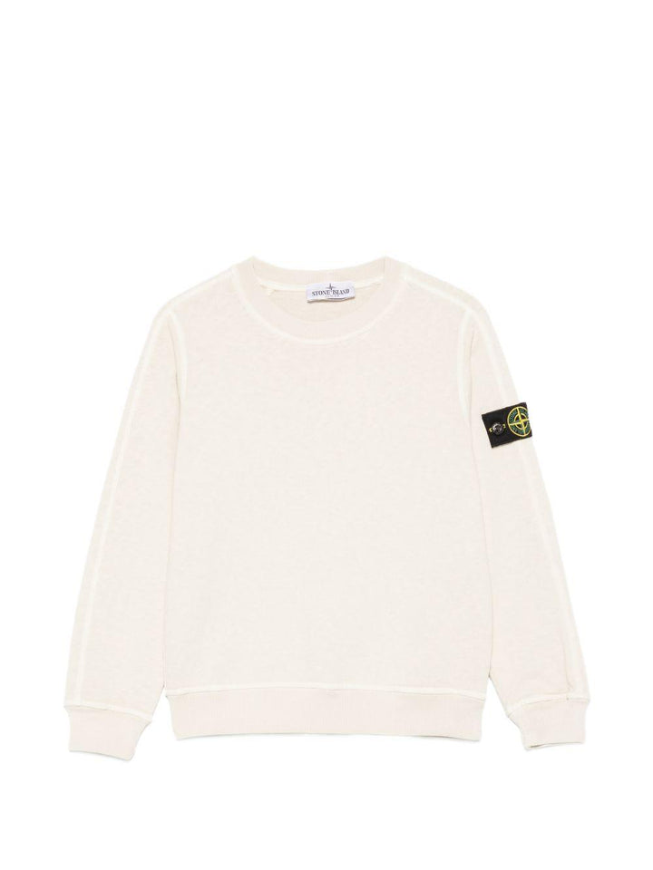 Felpa bianco sporco per bambino 66100012S0060 V0197 Stone Island Kids 