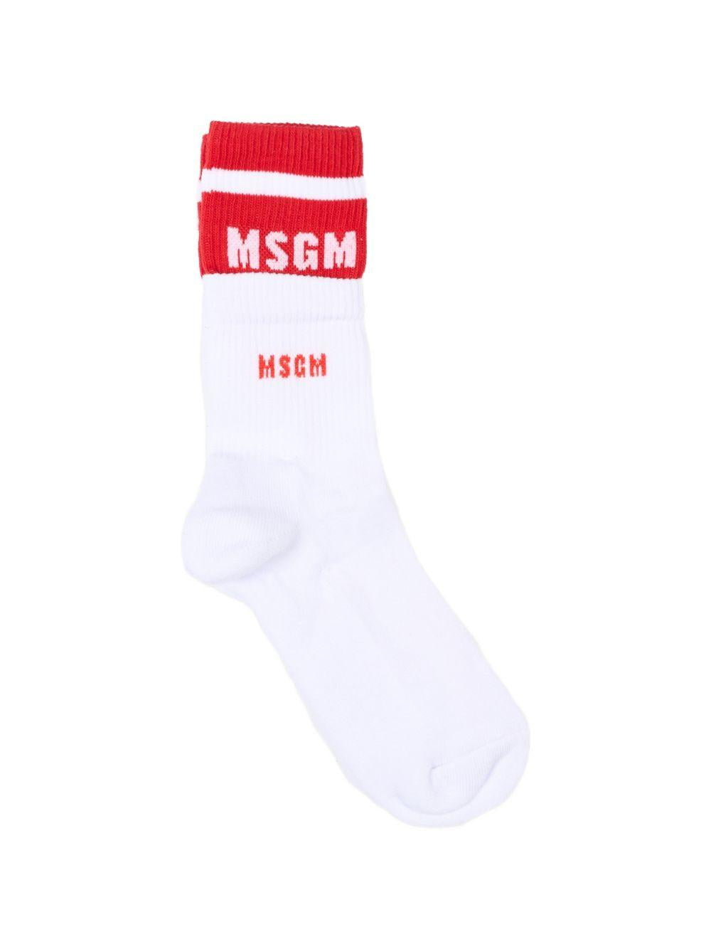 Calze bianche/rosse per bambino S6MSJUSO231 001/01 Msgm Kids 