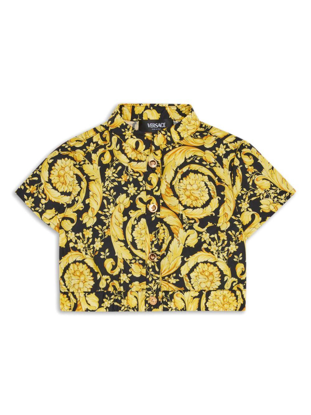 Camicia nera e oro per bambina con stampa