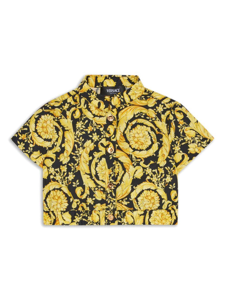 Camicia nera e oro per bambina con stampa