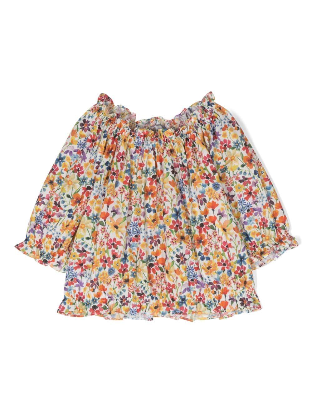 Multicolored top for girls with flowers