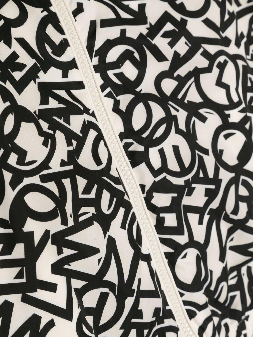 Black and white jacket for boys with all-over logo