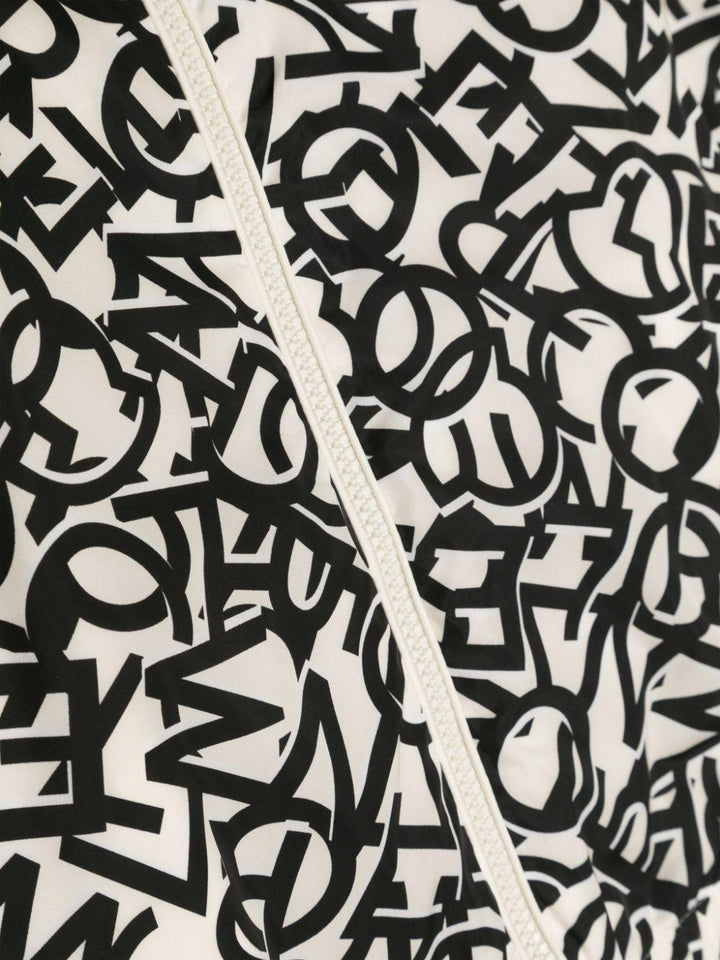 Black and white jacket for boys with all-over logo