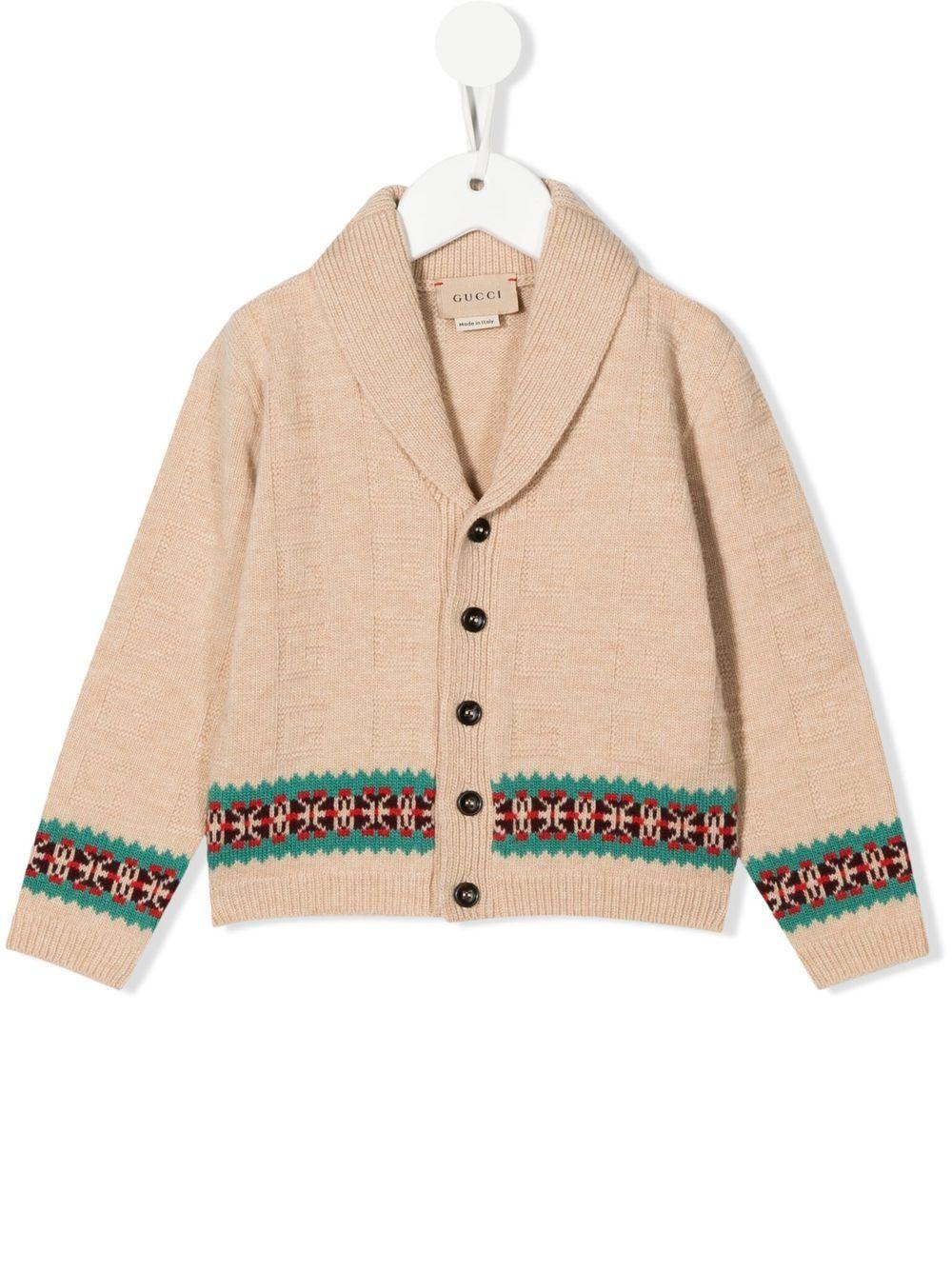 Cardigan beige per neonato in lana