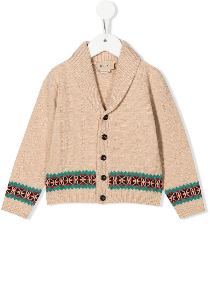 Cardigan beige per neonato in lana