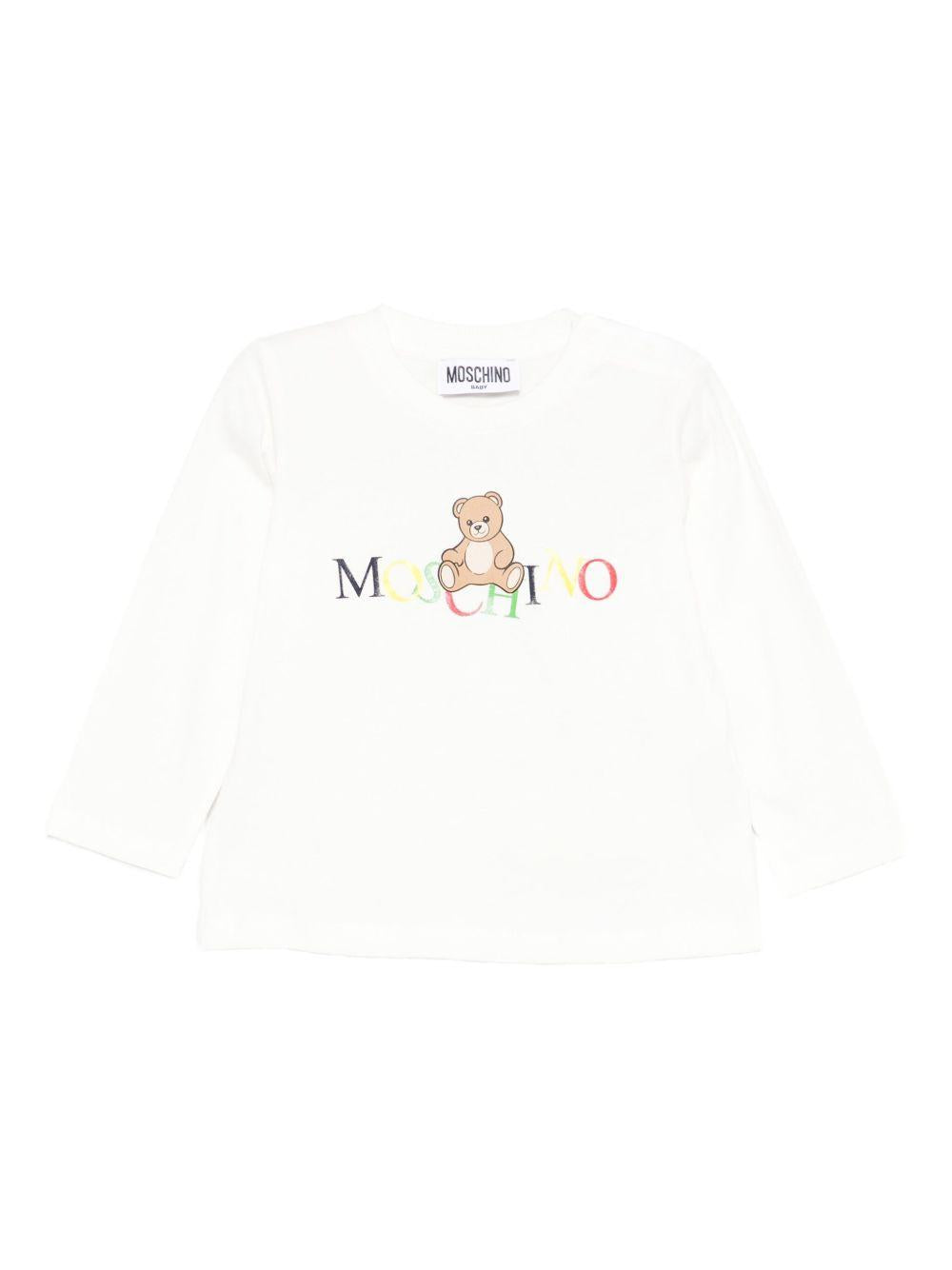 T-shirt bianca per neonato MWO00RLAA10 10063 Moschino Kids 