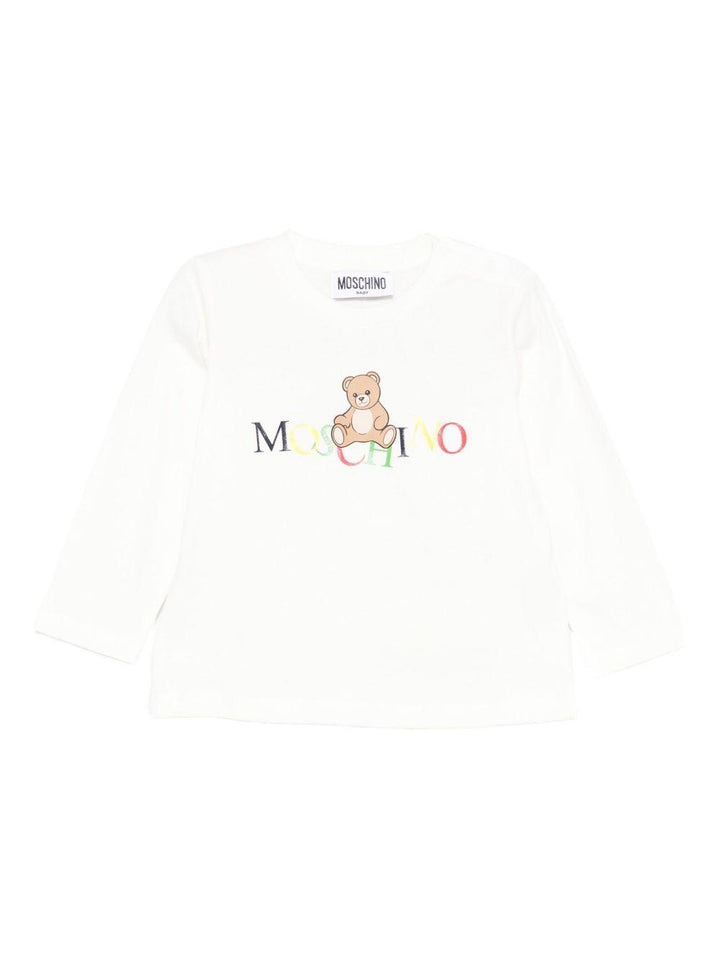 T-shirt bianca per neonato MWO00RLAA10 10063 Moschino Kids 