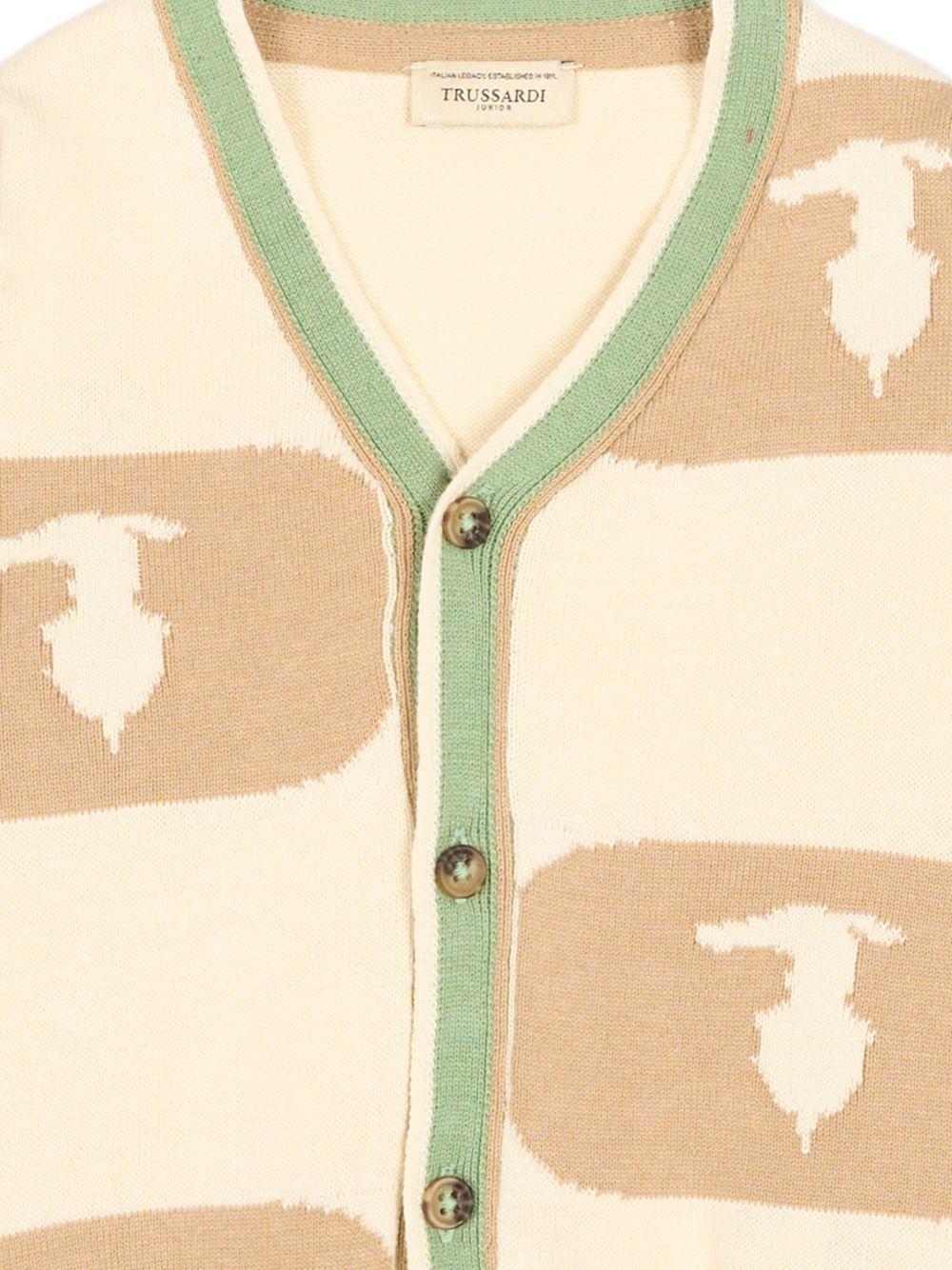Cardigan verde/beige per neonato TIP26069CD GRE Trussardi Kids 