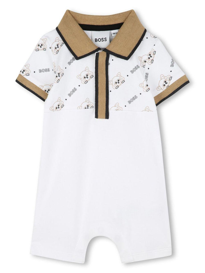 Tutina bianca/marrone per neonato