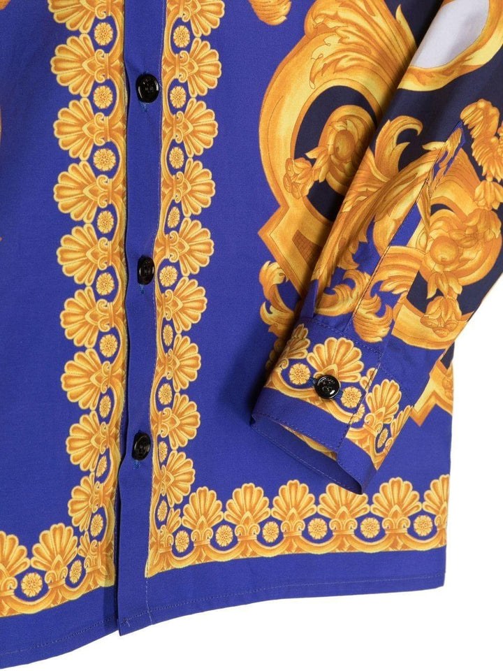 Blue shirt for boys with gold print