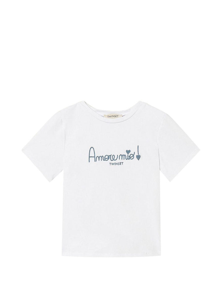 T-shirt bianco per bambina 261GB2181 13368 Twin Set 