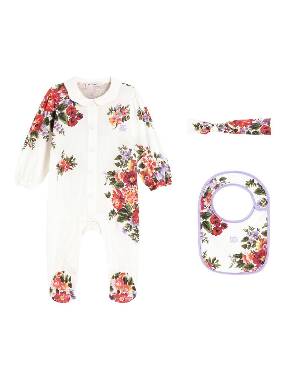 Tutina bianca/multicolor per neonata L2JO5DII7J6 HA5ZO Dolce & Gabbana Kids 