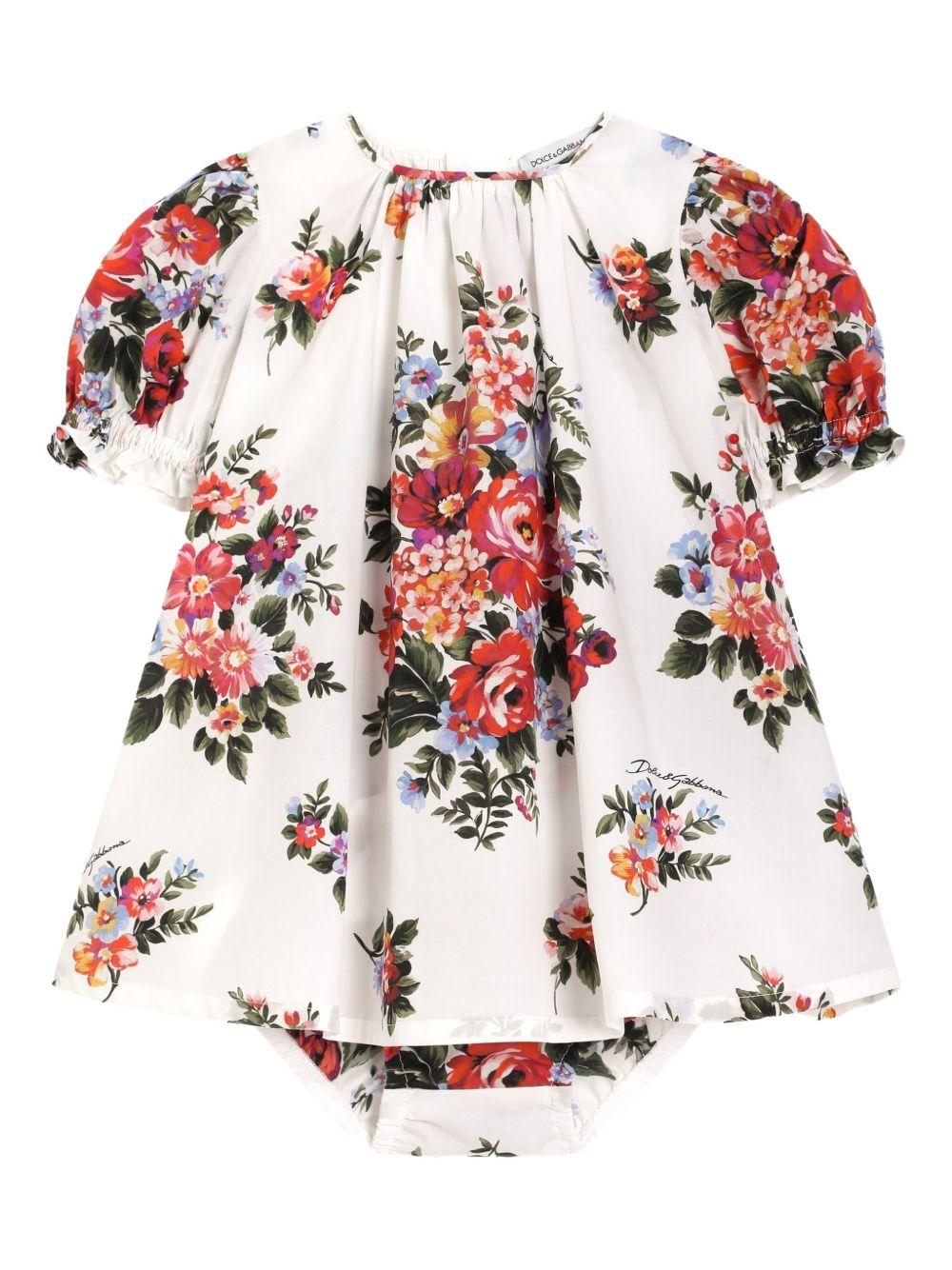 Abito bianco/floreale per neonata L24DQ3HS5UY HA5ZO Dolce & Gabbana Kids 