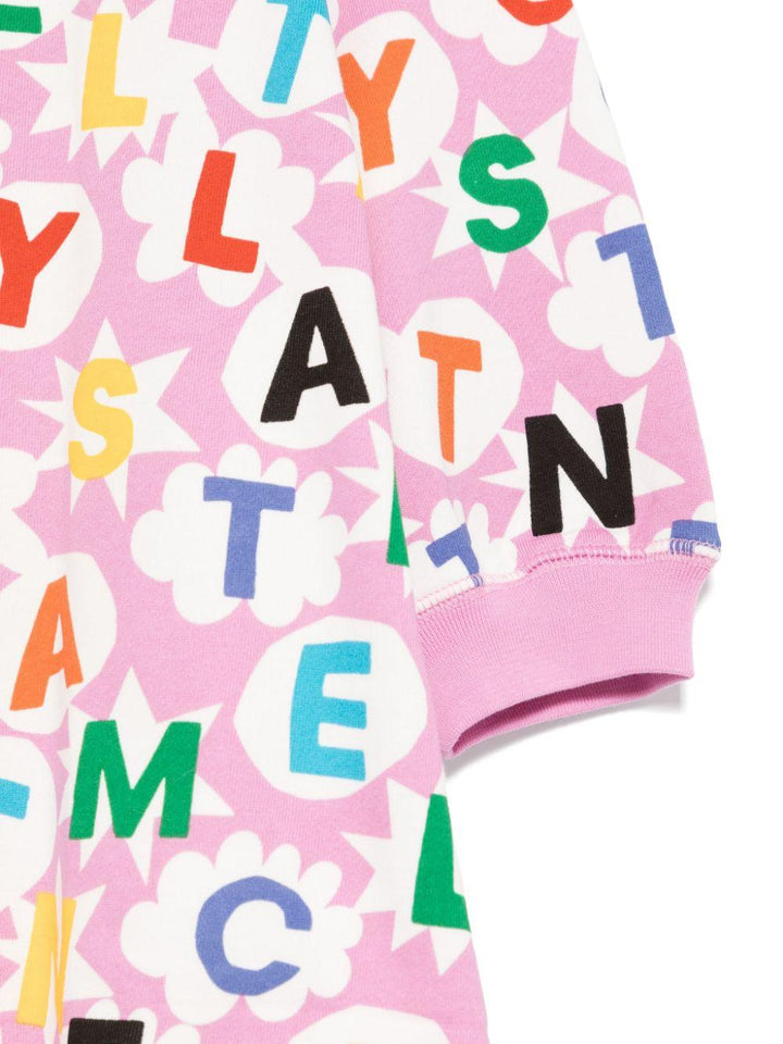 Powder pink dress with print for girls