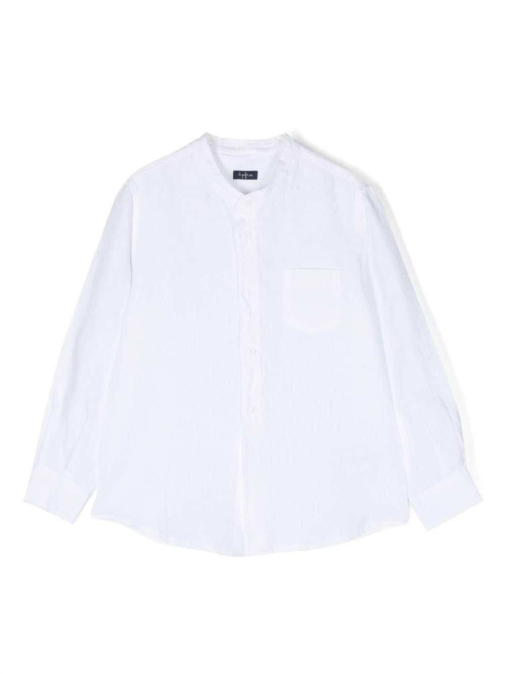 Camicia bianca per bambino in lino P23CL016L6006 010 Il Gufo 