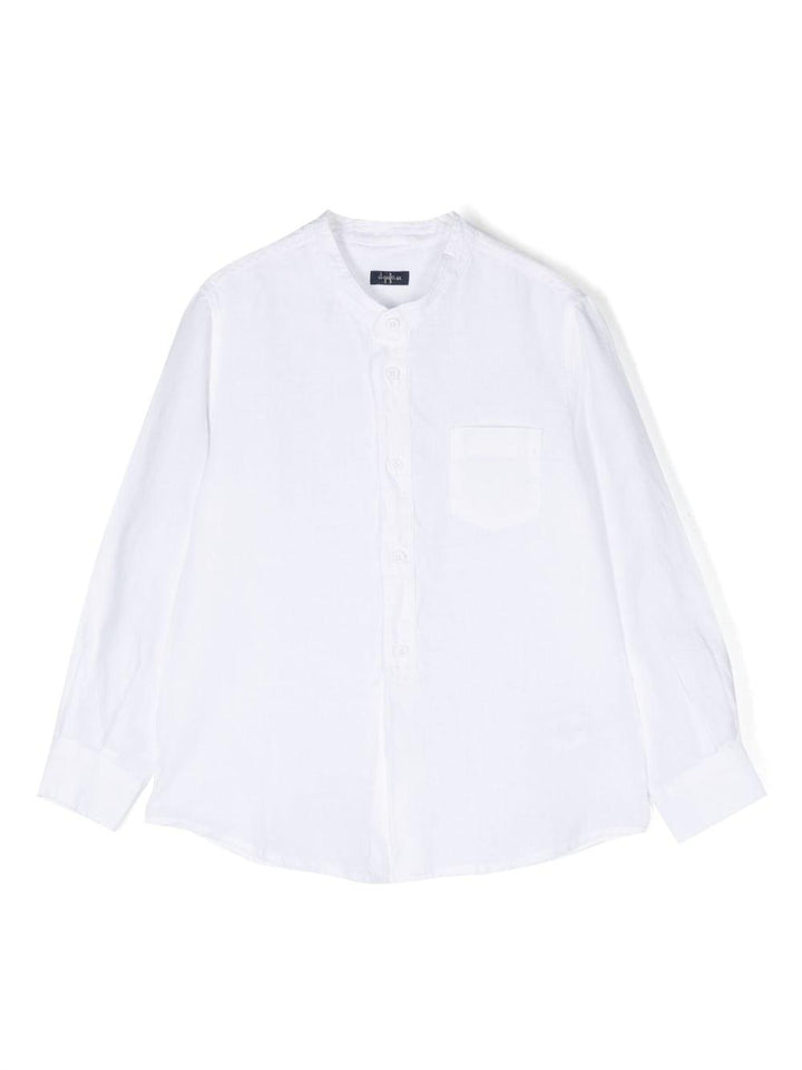 Camicia bianca per bambino in lino P23CL016L6006 010 Il Gufo 