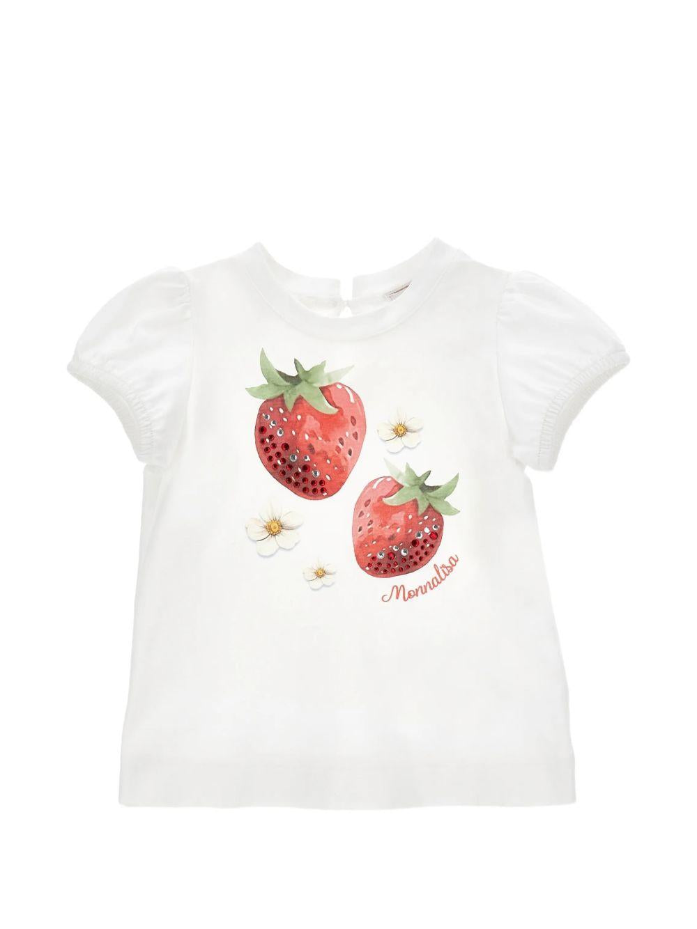 T-shirt bianca per bambina 39G6137002 0099 Monnalisa Kids 