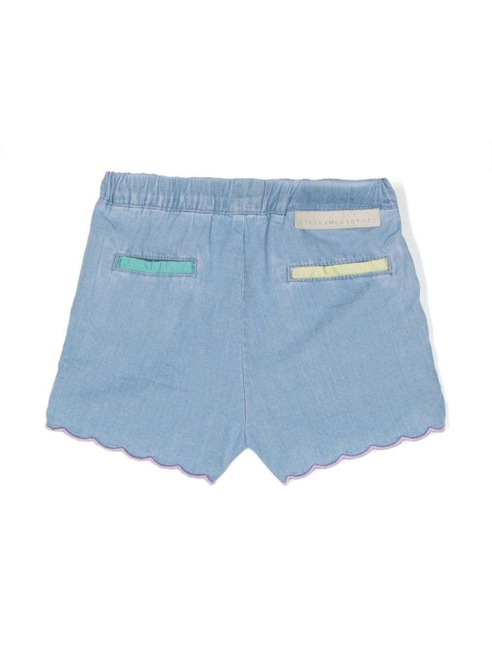 Pantaloncino blu per neonata in denim