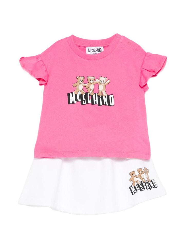 Completo rosa/bianco per neonata MBG01GLCA89 85270 Moschino Kids 
