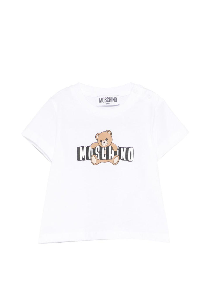 T-shirt bianco per neonato MUM04PLAA03 10101 Moschino Kids 