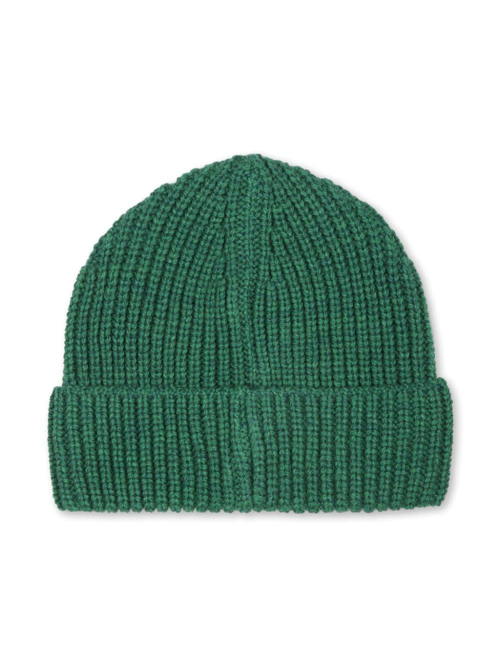 Unisex hat in green wool blend with logo
