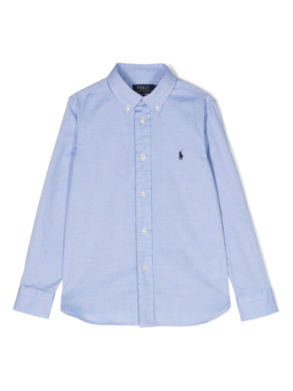 Camicia celeste per bambino con logo