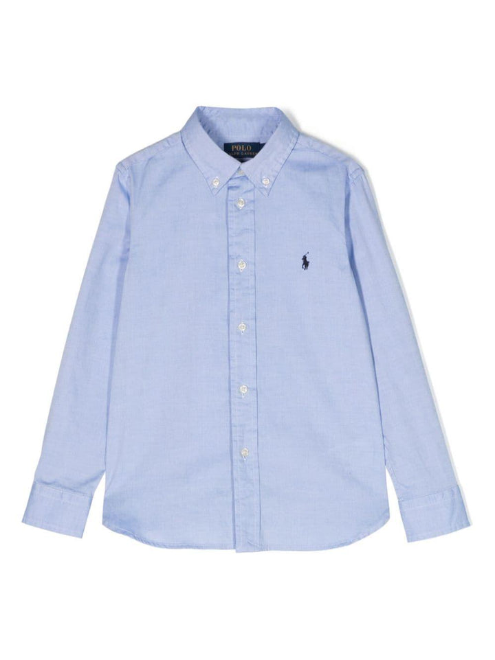 Camicia celeste per bambino con logo