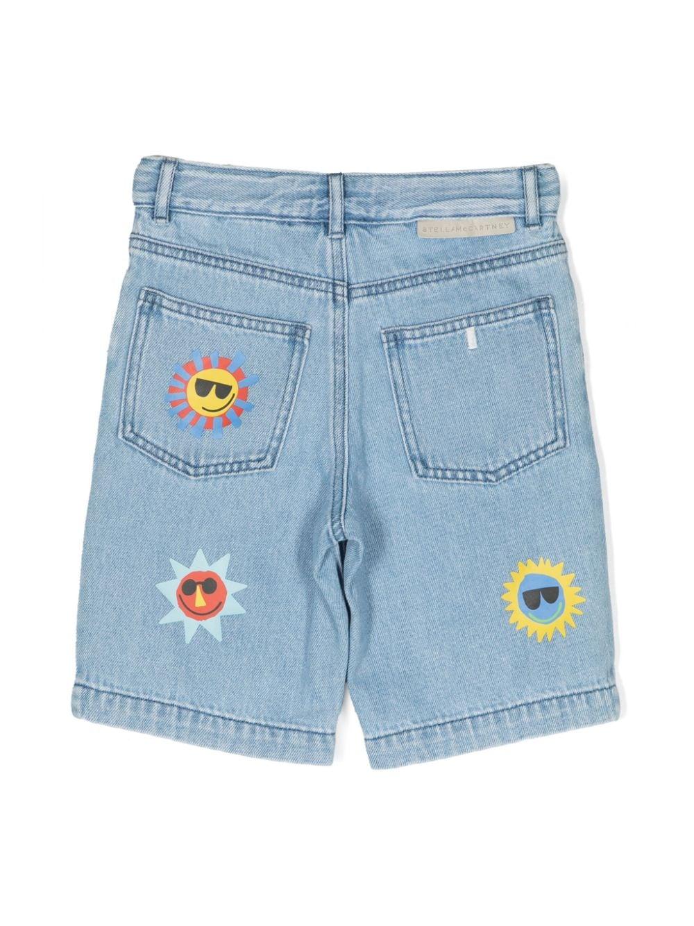 Bermuda azzurra per bambina con sole