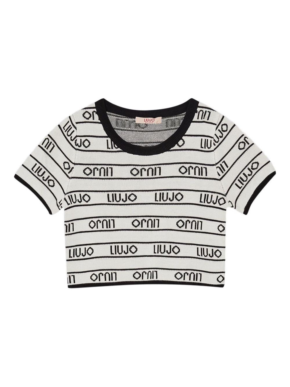 Top bianco/nero per bambina GA5076MS49I M9066 Liu Jo 