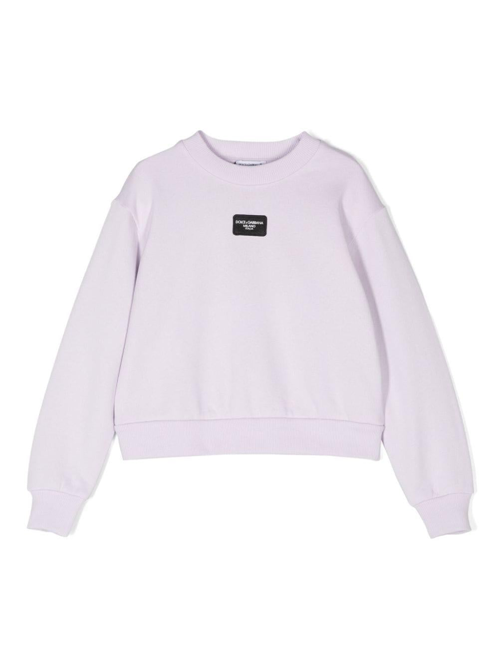 Felpa per bambina in cotone lavanda L5JWBEG7N0O F4519 Dolce & Gabbana Kids 