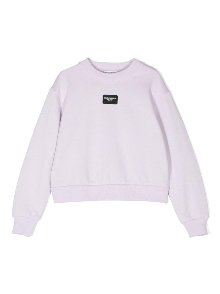 Felpa per bambina in cotone lavanda L5JWBEG7N0O F4519 Dolce & Gabbana Kids 