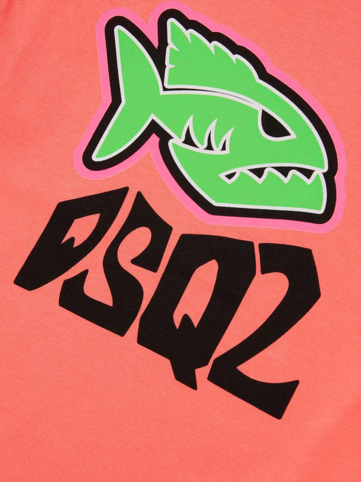 Orange t-shirt for boys with logo