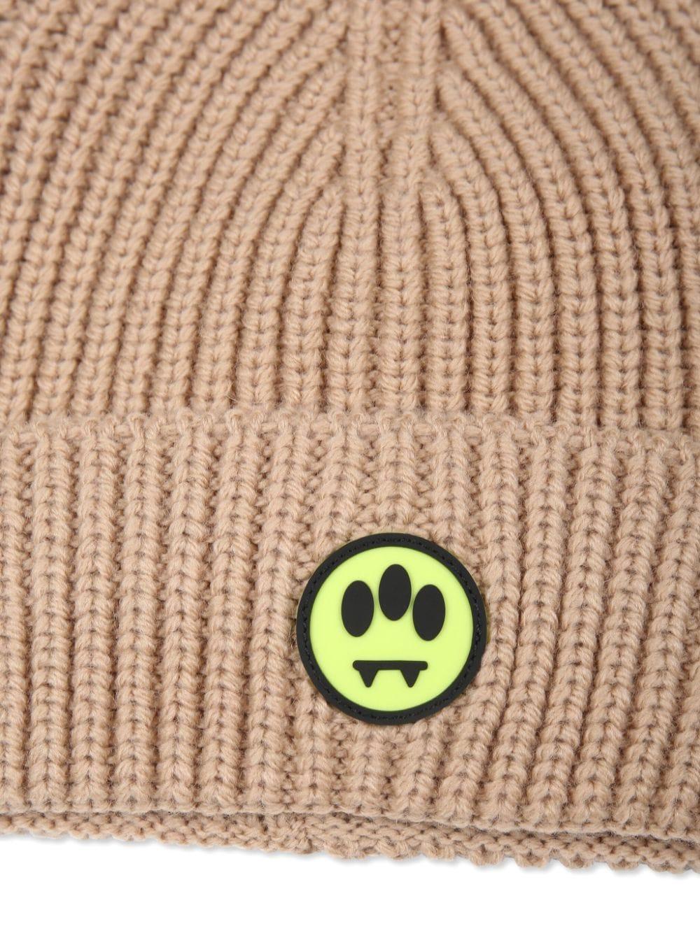 Unisex hat in beige wool blend with logo