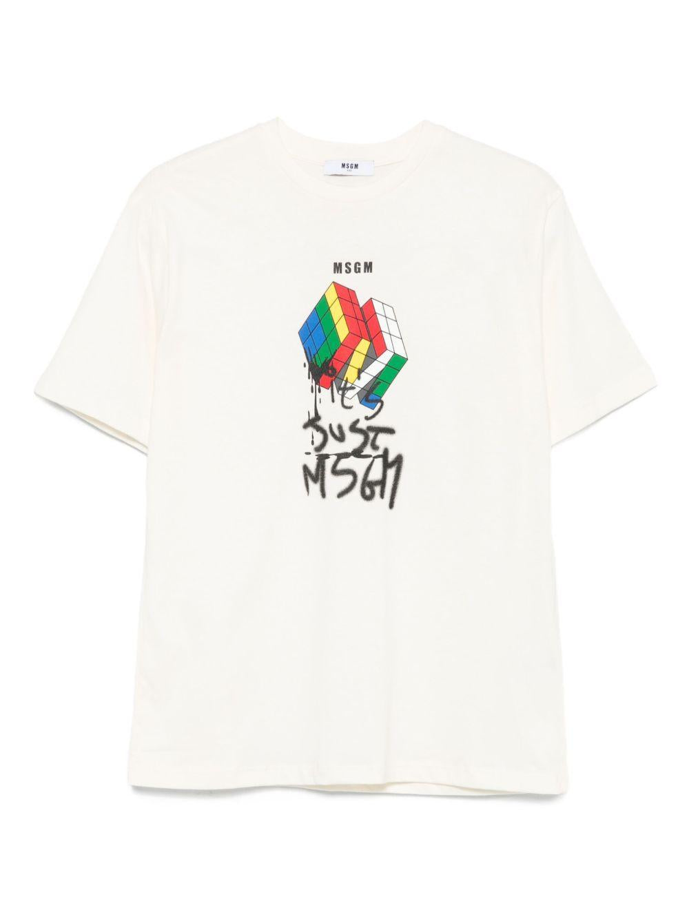 T-shirt bianco per bambino F5MSJBTH302 013 Msgm Kids 