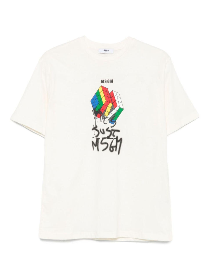 T-shirt bianco per bambino F5MSJBTH302 013 Msgm Kids 