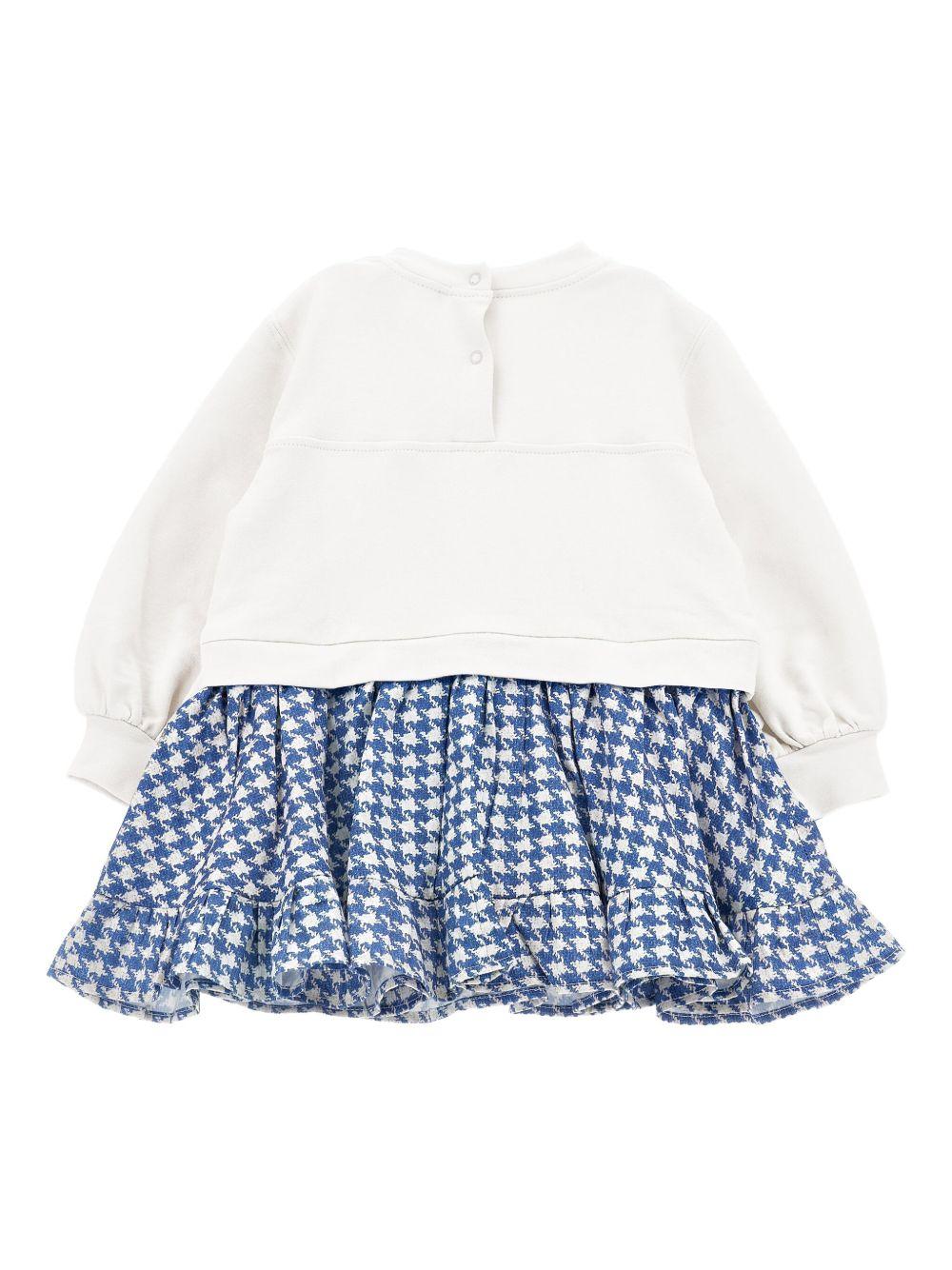 Abito bianco/blu per neonata 39F9046004 0158 Monnalisa Kids 