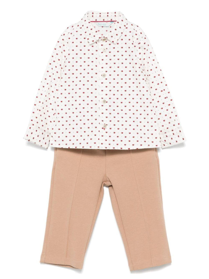 Elegant white/camel brown baby boy set