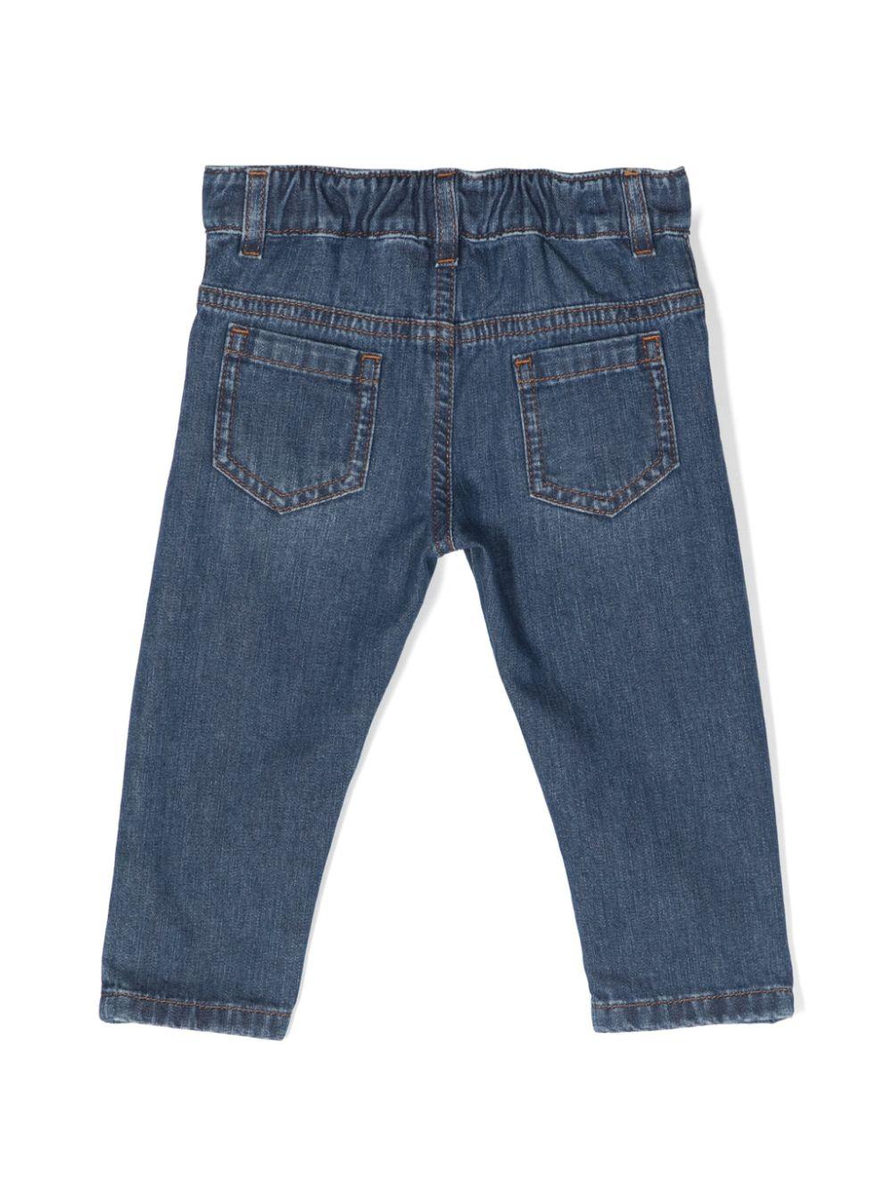 Jeans blu per neonato in denim