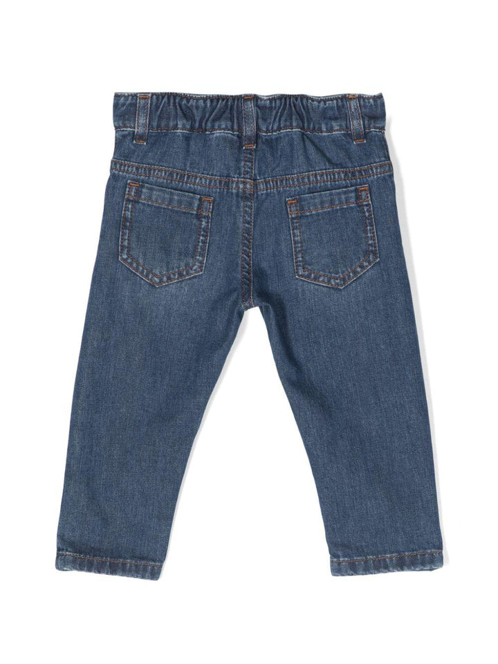 Jeans blu per neonato in denim