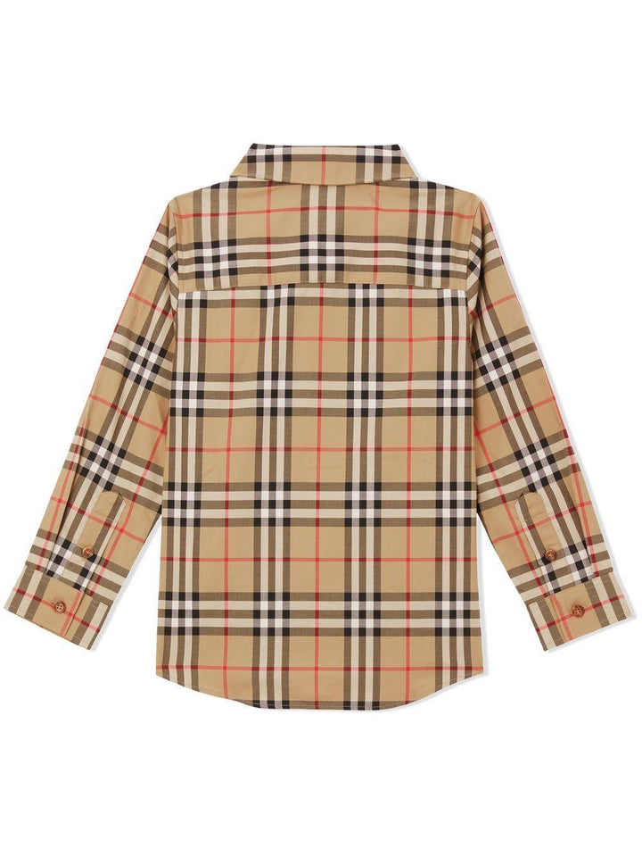 Camicia beige per bambino in twill 8059637 A7028 Burberry Kids 